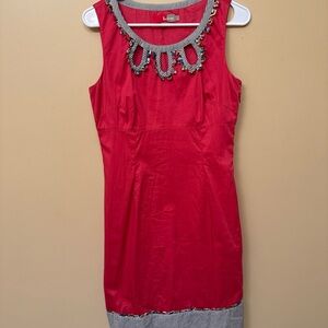 Boden Hot Pink Sleeveless Embellished Neck Mini Dress